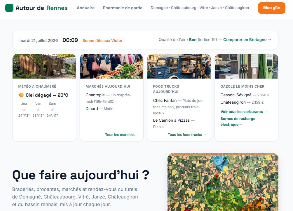 page de garde du site d'actualité autour du gite